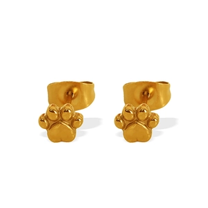 Boucles d'oreilles pattes de chat dorées minimalistes pour femmes en acier titane poli