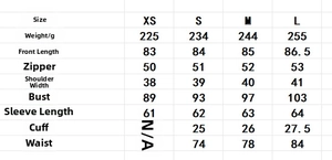 Size chart for elegant mini dress showing length, chest, waist and sleeve measurements
