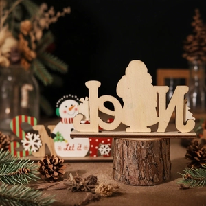 Christmas wooden tabletop decor set with Noel and Snow lettering and snowman