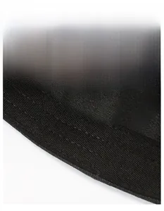 Detailed macro view of the widened sweatband and fine stitching on a black baseball cap