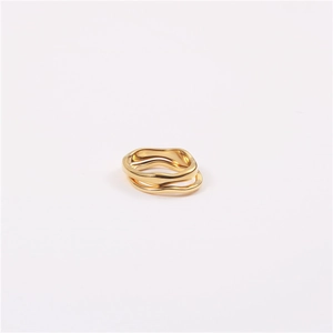 Polished 18K gold plated stainless steel ring with minimalist irregular wavy lines