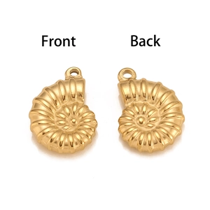 Polished 18K gold vacuum plated stainless steel nautilus shell pendant for DIY jewelry