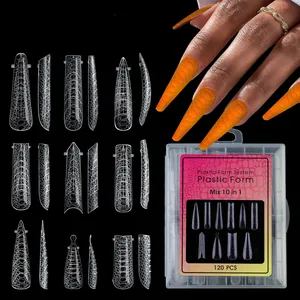 Detail of 120-piece snake pattern nail extension molds set with clear storage case