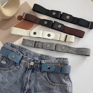 Elastic lazy belts in five colors with leather buckle for invisible waist adjustment