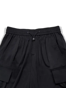 Pantalon cargo noir à séchage rapide pour homme avec taille élastique à cordon réglable