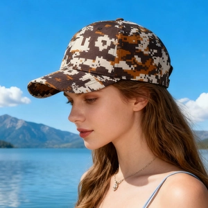 Digital Camouflage Baseball Cap Polyester Curved Brim Adjustable Outdoor Sun Protection Fashion Casual Hat Unisex