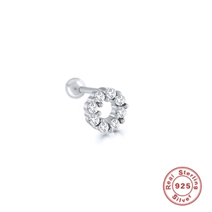 S925 sterling silver screw back stud earring featuring sparkling round crystal pavé