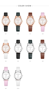 Detailed color selection guide for cute quartz watches with cat ears and leather bands