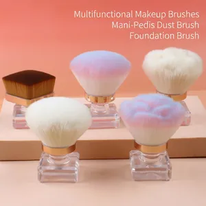 Powder Makeup Brush Soft Synthetic Fiber Transparent PS Handle Professional Nail Dust Cleaning Tool Elegant Portable Beauty