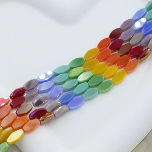 Faceted oval crystal glass beads in rainbow colors for DIY jewelry making and crafts