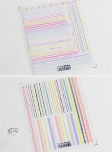 Detail view of 5D pink stripe and ribbon geometric line nail art stickers in TS-041 style
