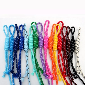 Colorful woven nylon lanyards for bags and phones arranged neatly on a white background