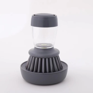Brosse de cuisine avec distributeur de savon et socle de rangement en gris foncé