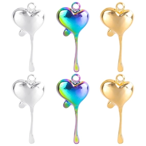 Dripping Heart Pendant Necklace Stainless Steel Melting Liquid Metal Creative Polished Jewelry For Women Men Gold Silver