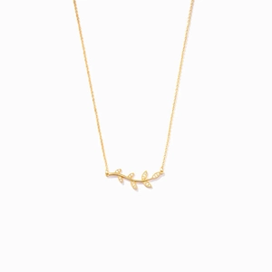 925 Sterling Silver Olive Branch Necklace Zircon Inlaid Gold Plated Leaf Pendant Elegant Minimalist Jewelry For Women