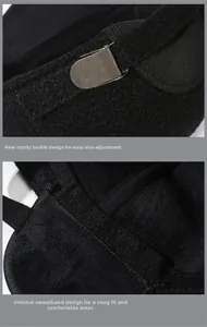 Detail of adjustable metal buckle and internal moisture-wicking band on men's winter hat