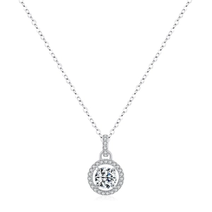 Elegant S925 sterling silver necklace with a brilliant round moissanite pendant