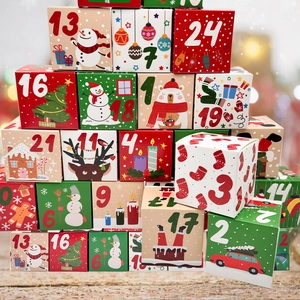 Set of 24 Christmas Advent Calendar boxes with numbers 1-24 for holiday treats