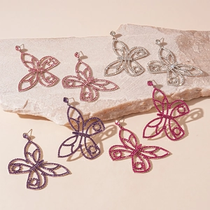 Elegant sparkling butterfly earrings with cubic zirconia in multiple vibrant colors