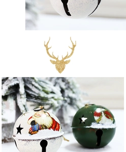 Detail of Christmas metal bells featuring Santa Claus and snowman motifs with star cutouts