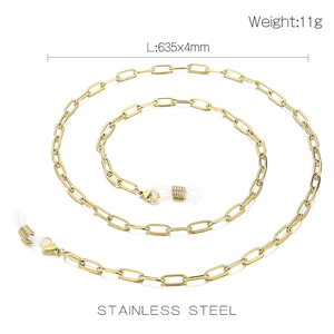 Detailed view of 635mm gold stainless steel multi-functional chain with rubber loops