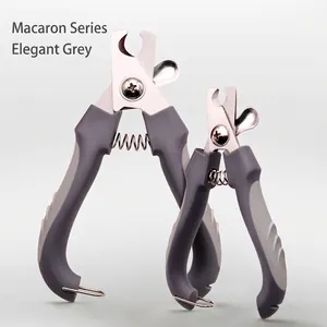 Set de cortaúñas de acero inoxidable gris elegante para perros y gatos con mangos antideslizantes