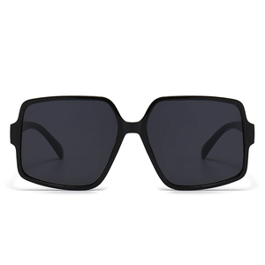Classic black oversized square frame sunglasses with dark grey lenses for men and women
