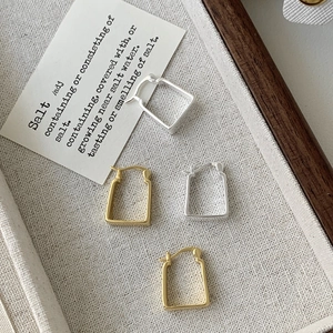 Minimalist 925 Sterling Silver Hoop Earrings For Women Geometric Square U-Shape Gold Silver Plated Chic Fashion Jewelry