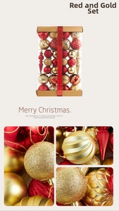 Close-up of luxury red and gold Christmas ball ornaments with glitter and matte finishes