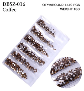 Macro detail of coffee crystal flatback nail art rhinestones with 1440 pieces packaging