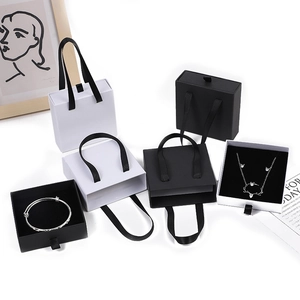 Drawer Jewelry Box Paper Packaging For Necklace Ring Earring With Ribbon Handle Elegant Gift Storage Case Display Organizer