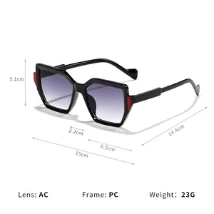 Modern polygon oversized sunglasses with purple gradient lenses and black PC frame