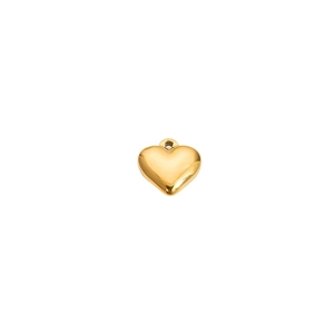 Polished 18k gold plated stainless steel heart pendant for necklace with mirror finish
