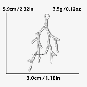 Detailed size specifications for 304 stainless steel branch pendant with measurements