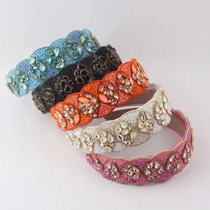 Diadema Ancha Barroca con Diamantes de Imitación y Cuentas para Mujer Accesorio de Lujo para Pelo para Fiestas y Bailes