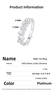 Detail specifications of S925 sterling silver ring with alternating cubic zirconia stones