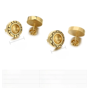 Support de boucle d'oreille rond 14mm en acier inoxydable poli pour bijoux DIY et montage