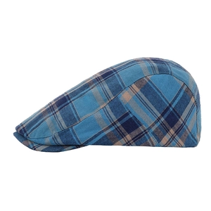 Classic blue plaid cotton ivy cap for men and women featuring breathable summer fabric