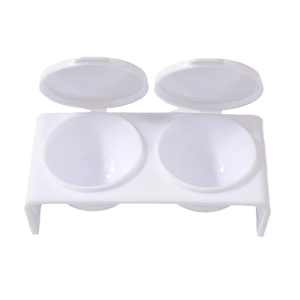 Dual-grid white nail art acrylic liquid dish with lids for professional manicure tools