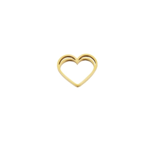 Macro shot of minimalist hollow heart pendant in golden polished stainless steel