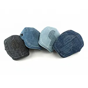 Retro denim ivy cap set in four washes featuring a unique S-textured woven patch