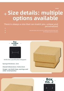 Kraft paper jewelry box size 5x5x3.5cm with 2cm sponge for rings and earrings