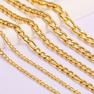 Chaînes Figaro dorées en acier inoxydable en six largeurs pour la création de bijoux