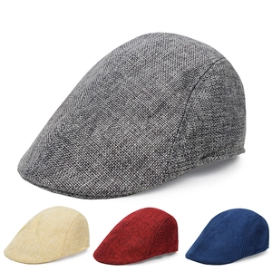 Vintage Flat Cap Cotton Linen Breathable Summer Newsboy Beret Duckbill Hat For Men Women Outdoor Casual Sun Protection
