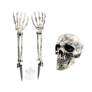 Luminous Halloween skeleton decorations with skull and ground stakes for yard party
