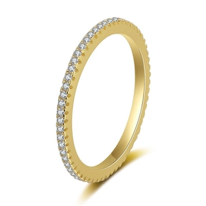 Minimalist 925 sterling silver eternity ring featuring sparkling pavé diamonds in gold finish