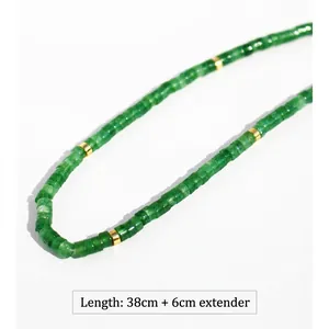 Lapis tiger eye beaded necklace with 38cm green stones and 6cm gold extender