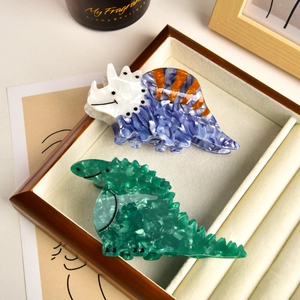 Dinosaur Hair Claw Clips Cartoon Acetate Animal Shape Shark Clip For Women Large Marble Texture Trendy Hair Accessories