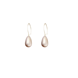 Minimalist French teardrop pearl drop earrings with elegant champagne gold hooks