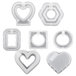 Lot de 7 moules en silicone géométriques cœur et hexagone pour bricolage en résine